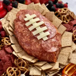 football shaped snacks salami