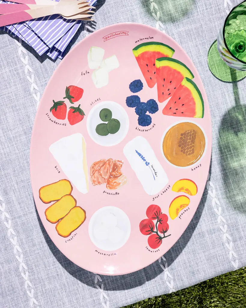 Meg Quinn summer charcuterie map melamine