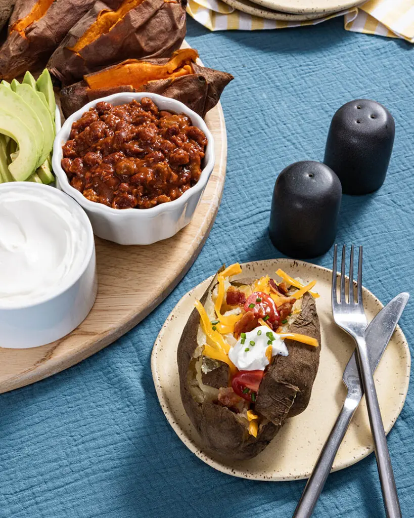 baked potato bar toppings board