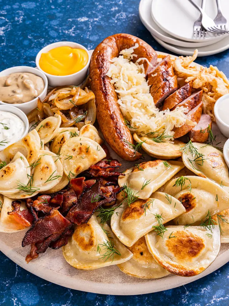 Pierogies with kielbasa