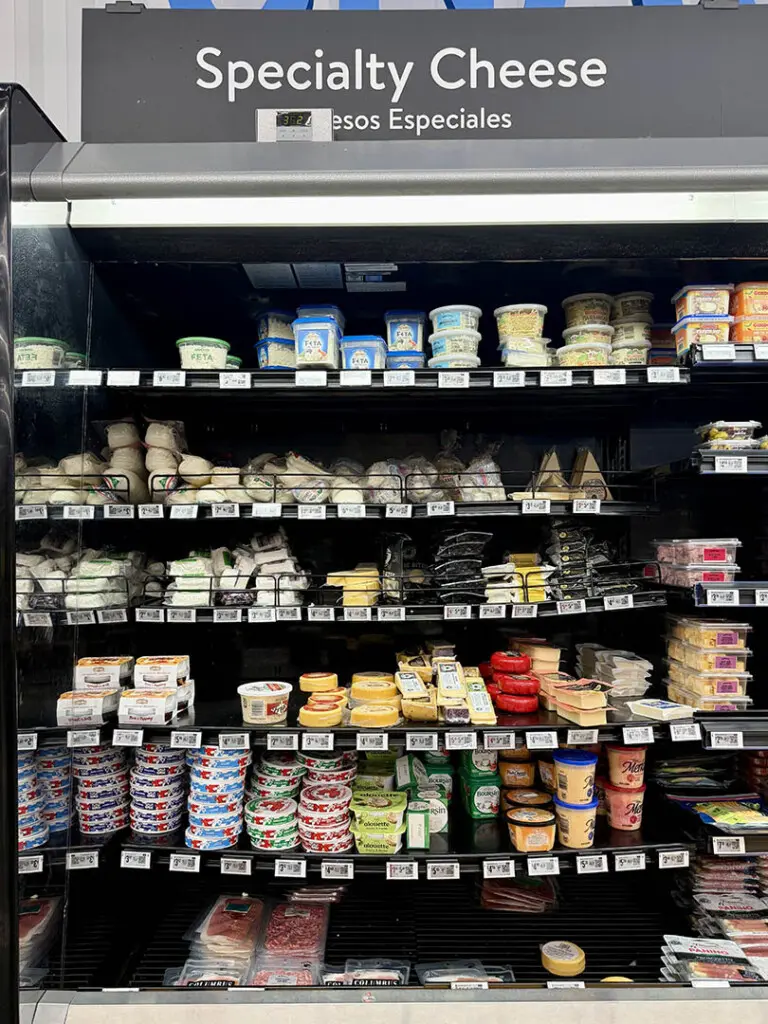 specialty cheese section at Walmart