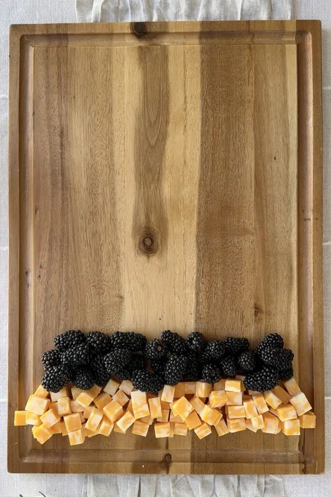 Charcuterie Tree Step 1 cheddar blackberries