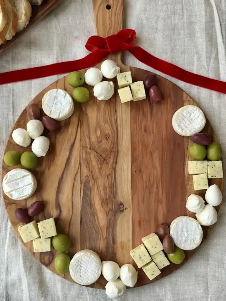 Christmas charcuterie wreath step 2 olives