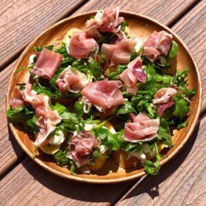 Burrata prosciutto appetizer