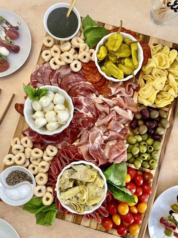 Antipasto caprese salad skewers