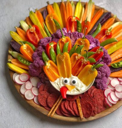 turkey shaped veggie tray appetizer
