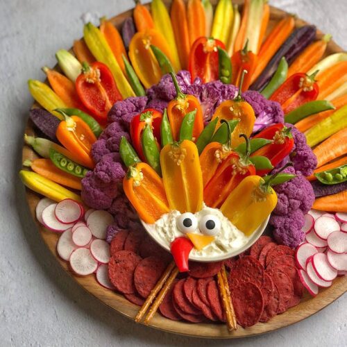 turkey shaped veggie tray appetizer
