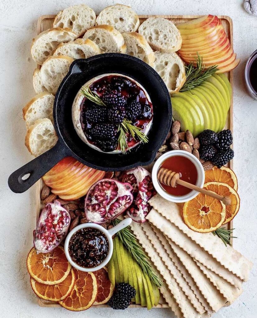 baked brie cheese board