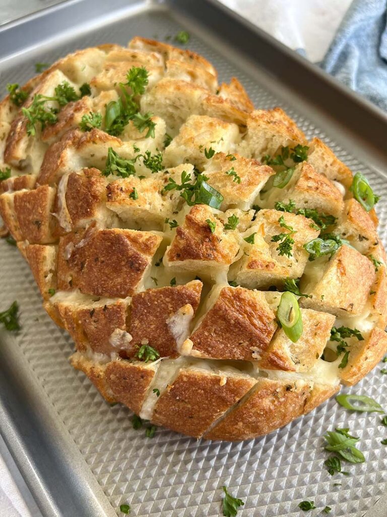 Pull Apart Garlic Cheese Bread Recipe | Ain't Too Proud To Meg