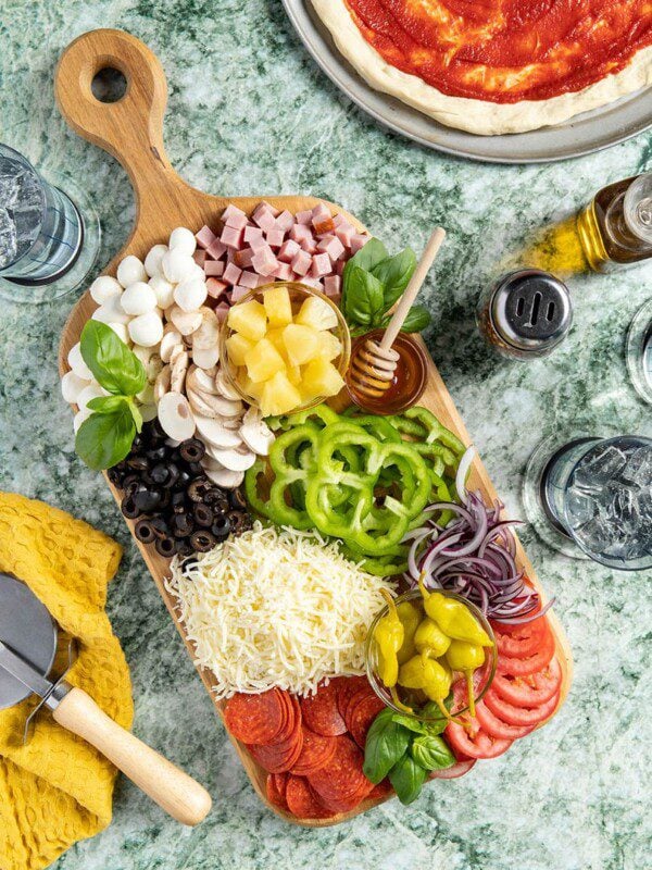 pizza bar toppings board