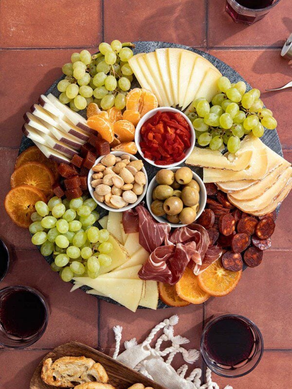 wine and tapas spanish charcuterie board