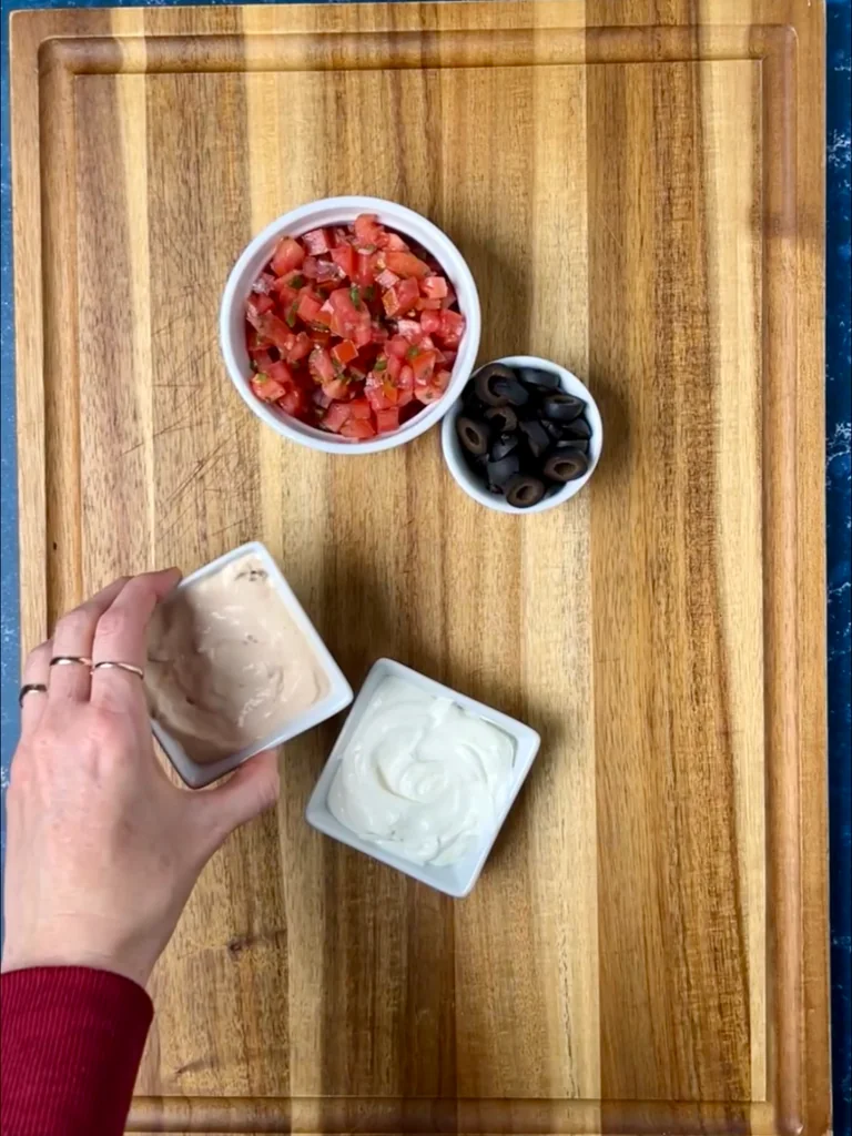 fish taco toppings board step 1