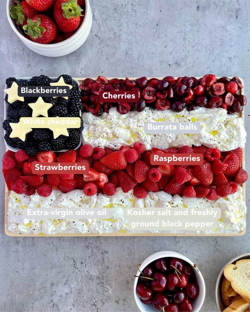 Red, White & Burrata Appetizer Board Visual Ingredients List Visual Ingredients List
