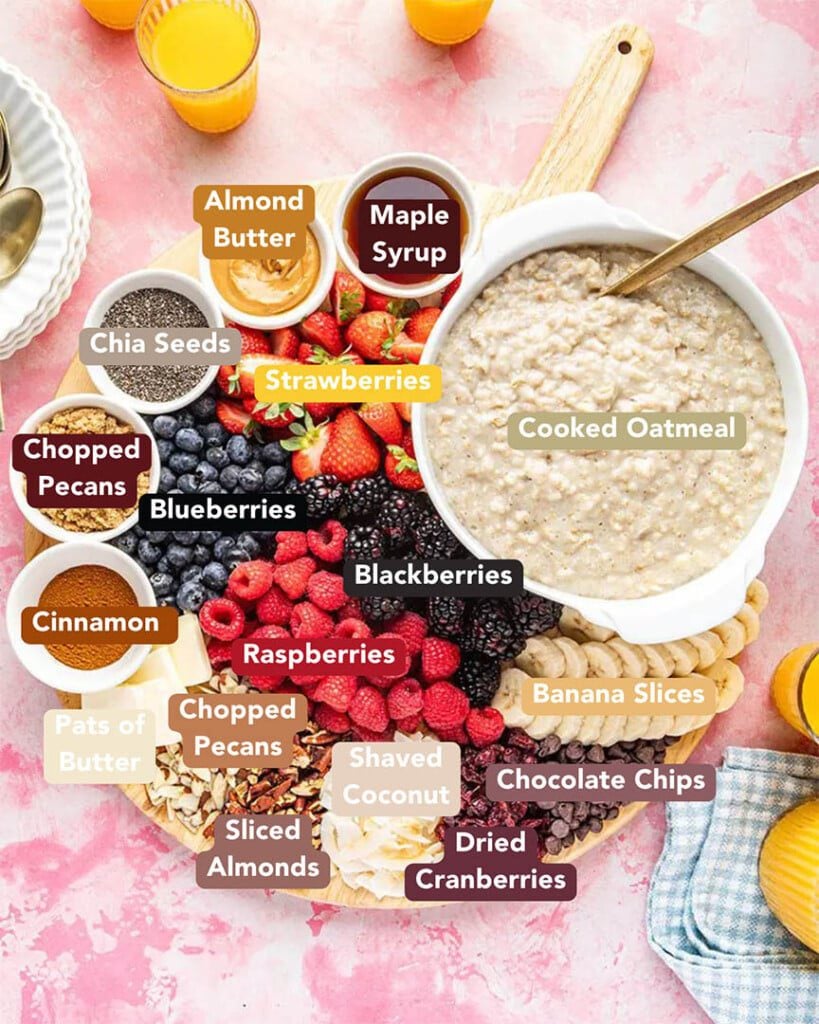 Oatmeal Toppings Bar Visual Ingredients List