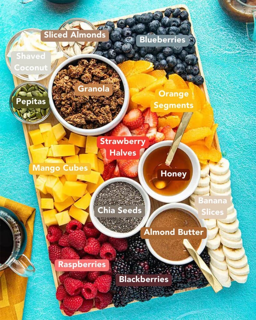 Smoothie Bowl Toppings Bar Visual Ingredients List