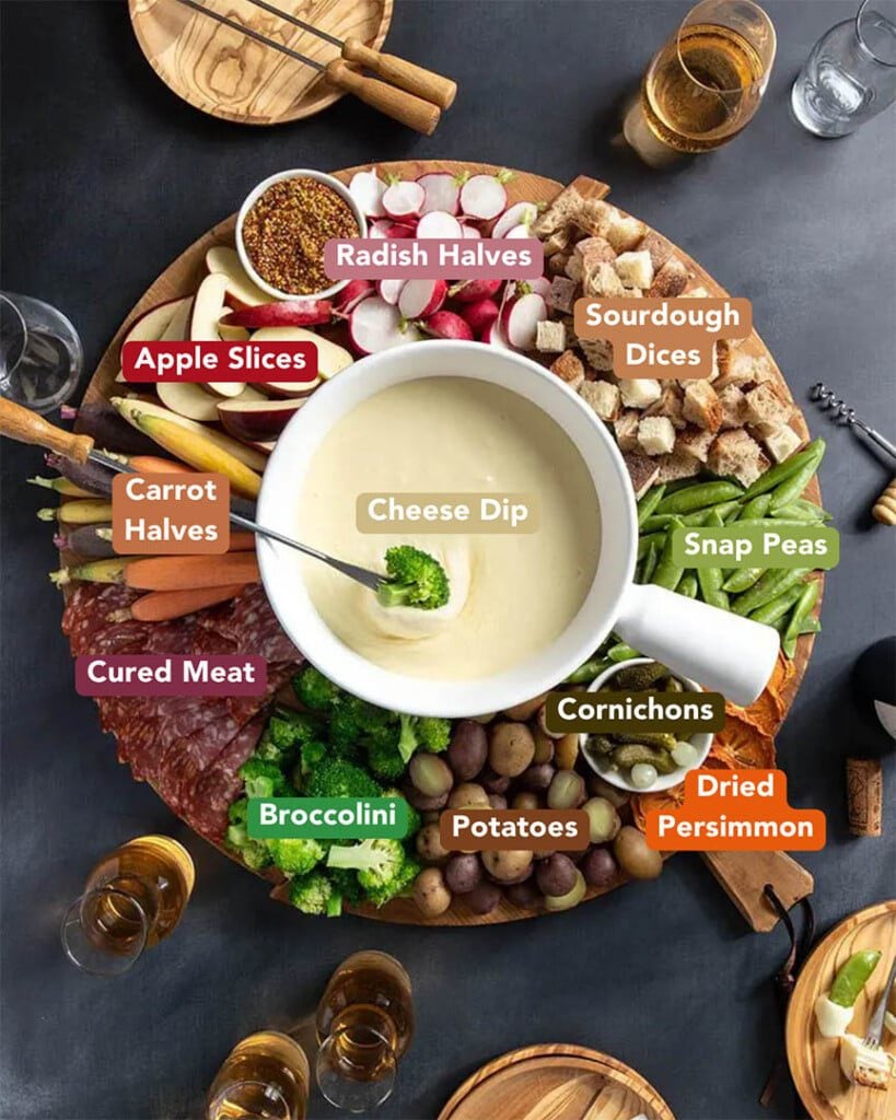 Cheese Fondue Board Recipe Visual Ingredients List