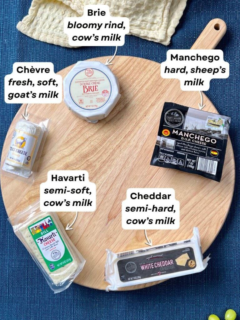 types of cheeses for a charcuterie board