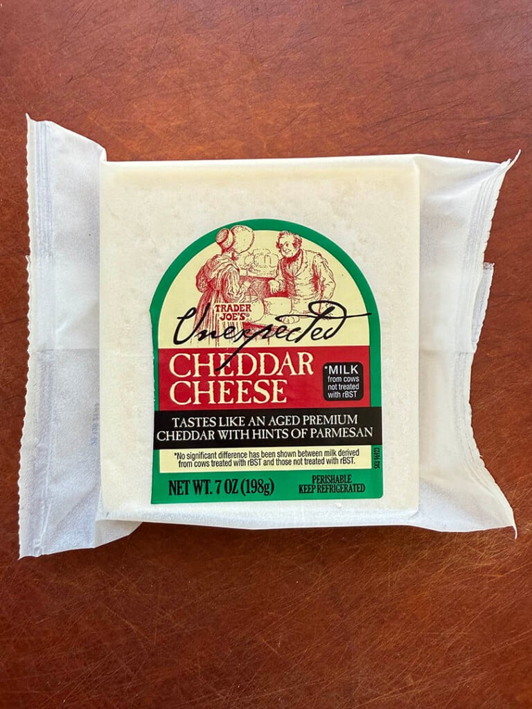 Trader Joe's Unexpected Cheddar cutting step 1
