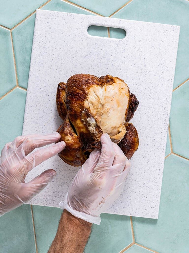how to pull apart a rotisserie chicken 1