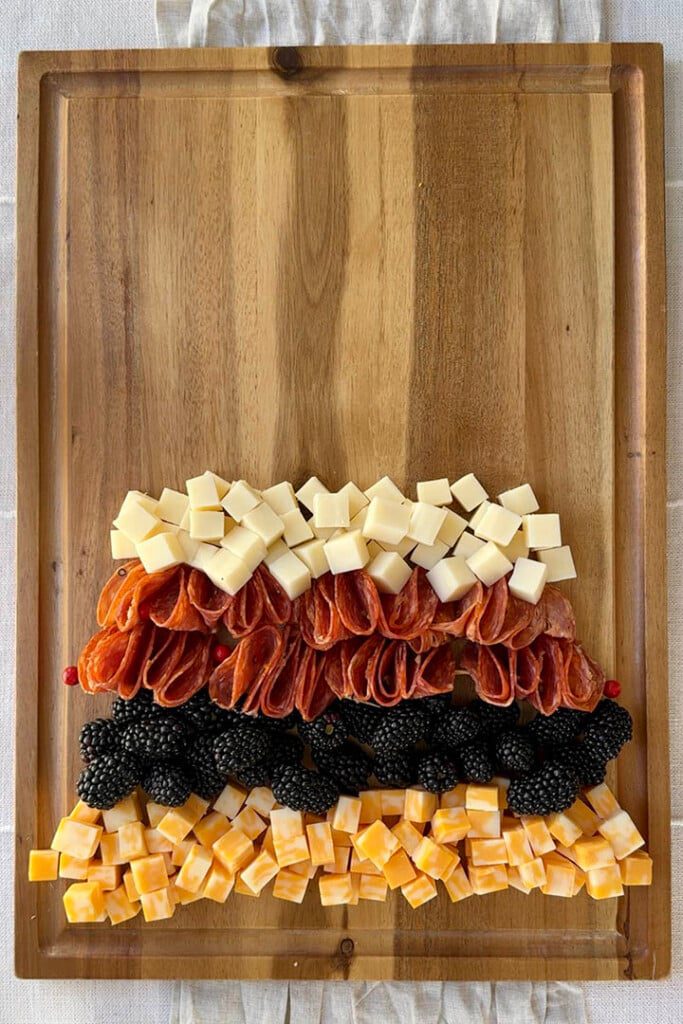 Charcuterie Tree Step 2 salami havarti