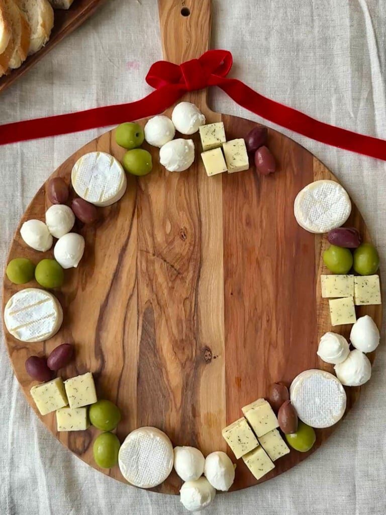 Christmas charcuterie wreath step 2 olives