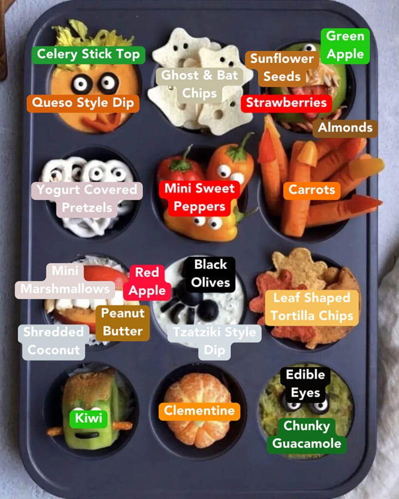 Muffin Tin Halloween Snack Tray Ingredients List