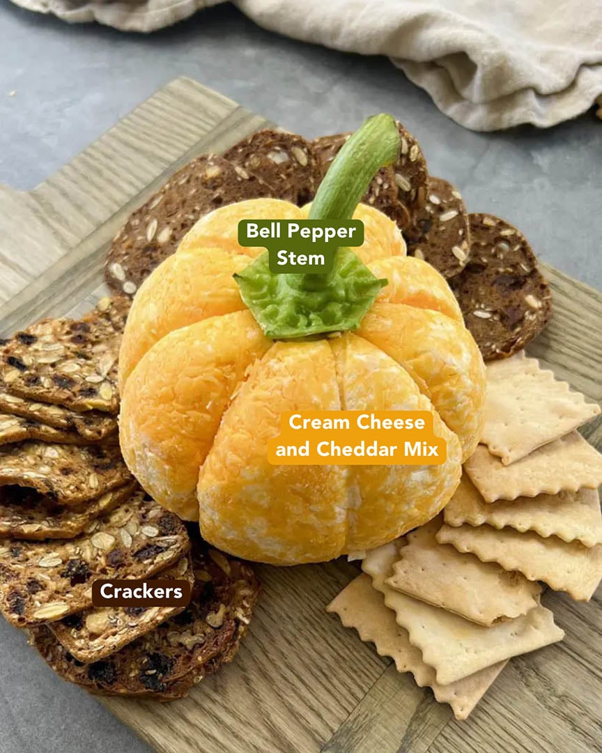 Pumpkin Shaped Cheese Ball for Halloween Ingredients List