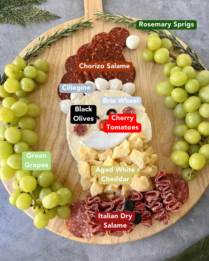 Santa Snack Charcuterie Board | Santa Cheese |Ain't Too Proud To Meg