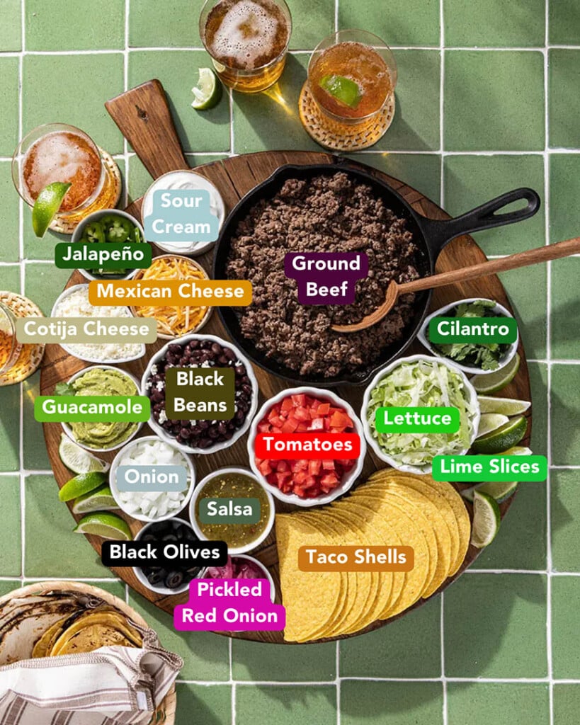 Taco Toppings Board Ingredients List