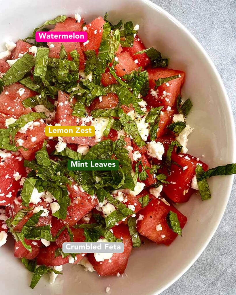 Watermelon, Feta and Mint Salad Ingredients List