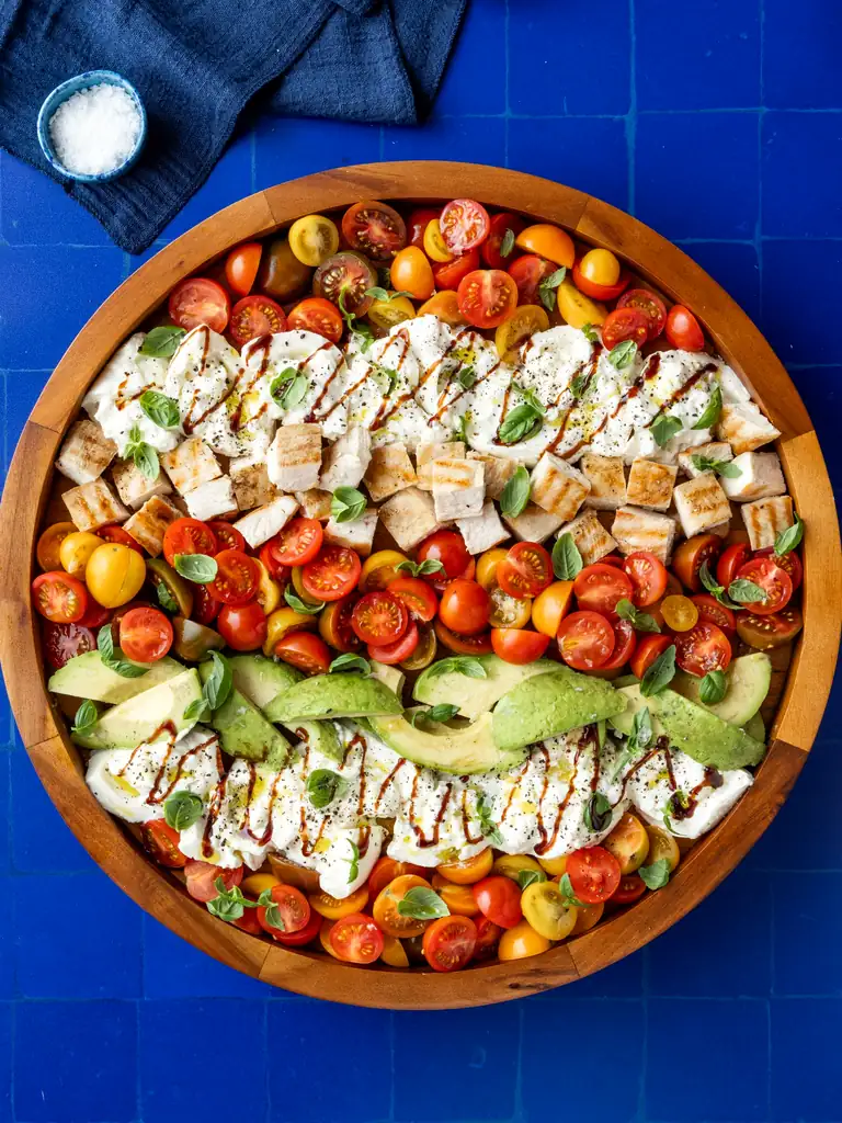 burrata caprese salad recipe chicken avocado