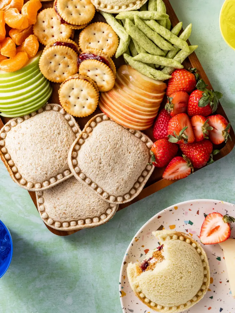 PB&J charcuterie board for kids uncrustables