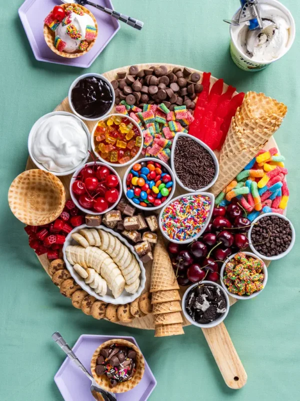 Ice cream toppings board step 6 cones