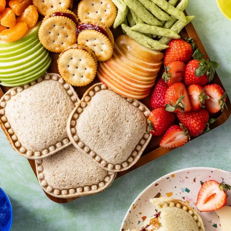 PB&J charcuterie board for kids uncrustables